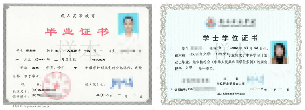 山東成人教育(自考、成考、網(wǎng)教和開放大學(xué))畢業(yè)證書與學(xué)位證書樣本